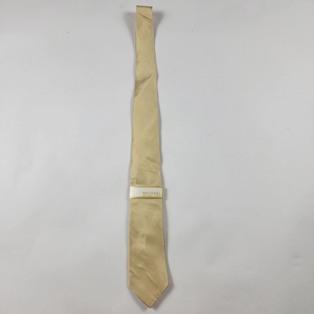 Michael Kors Mens Solid Beige Formal Tie 100% Silk